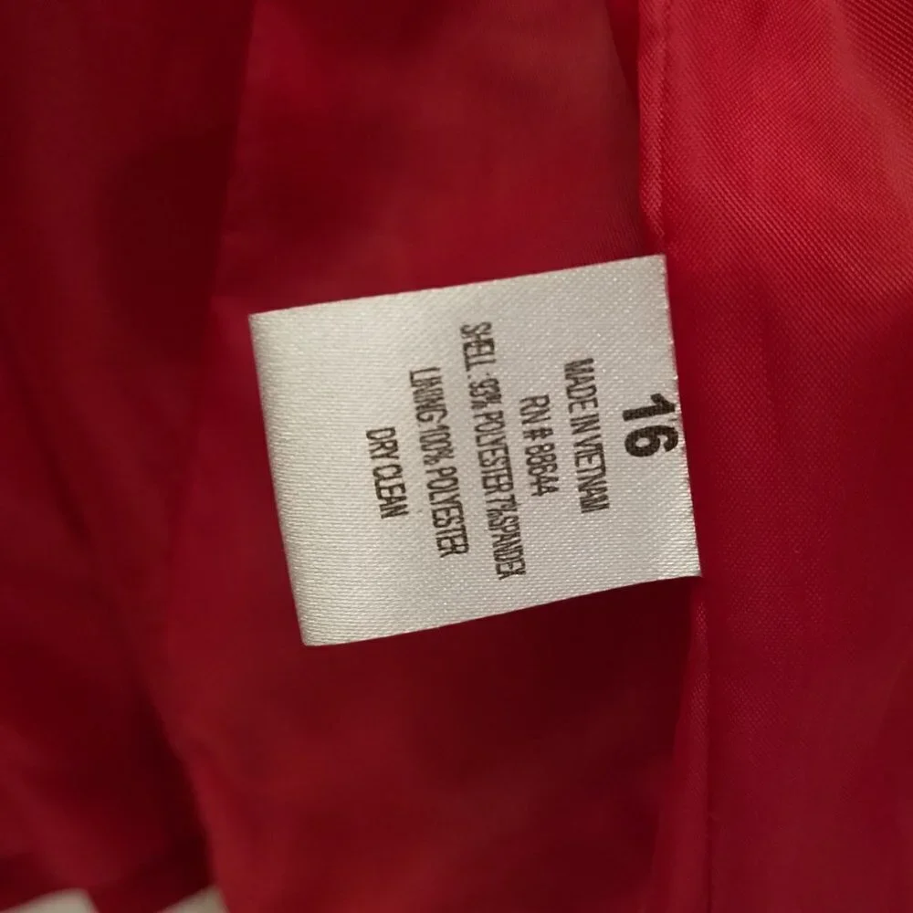 John Meyer Suit Jacket Blazer 16 Fire Red 7/8 Sleeves Fully Lined Roll Collar